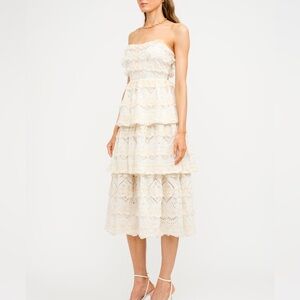 Sofie the Label Chic Cream Lace Tiered Midi Dress